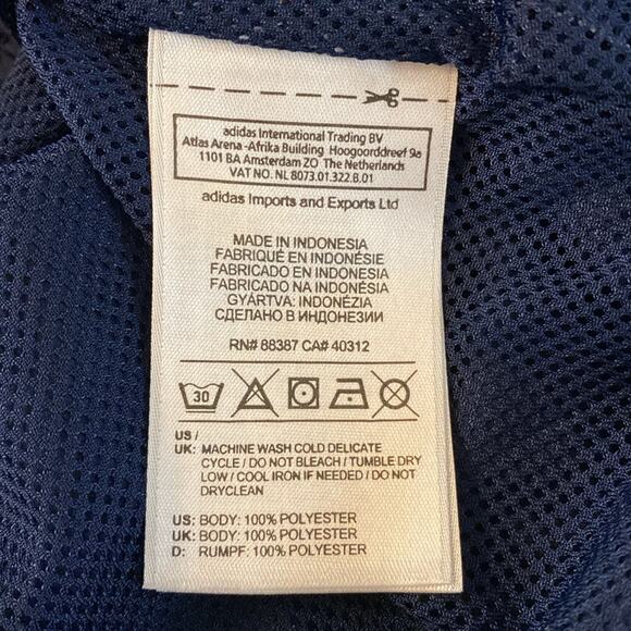 Adidas Navy and White Full Zip Windbreaker Size Small - Picture 4 of 6